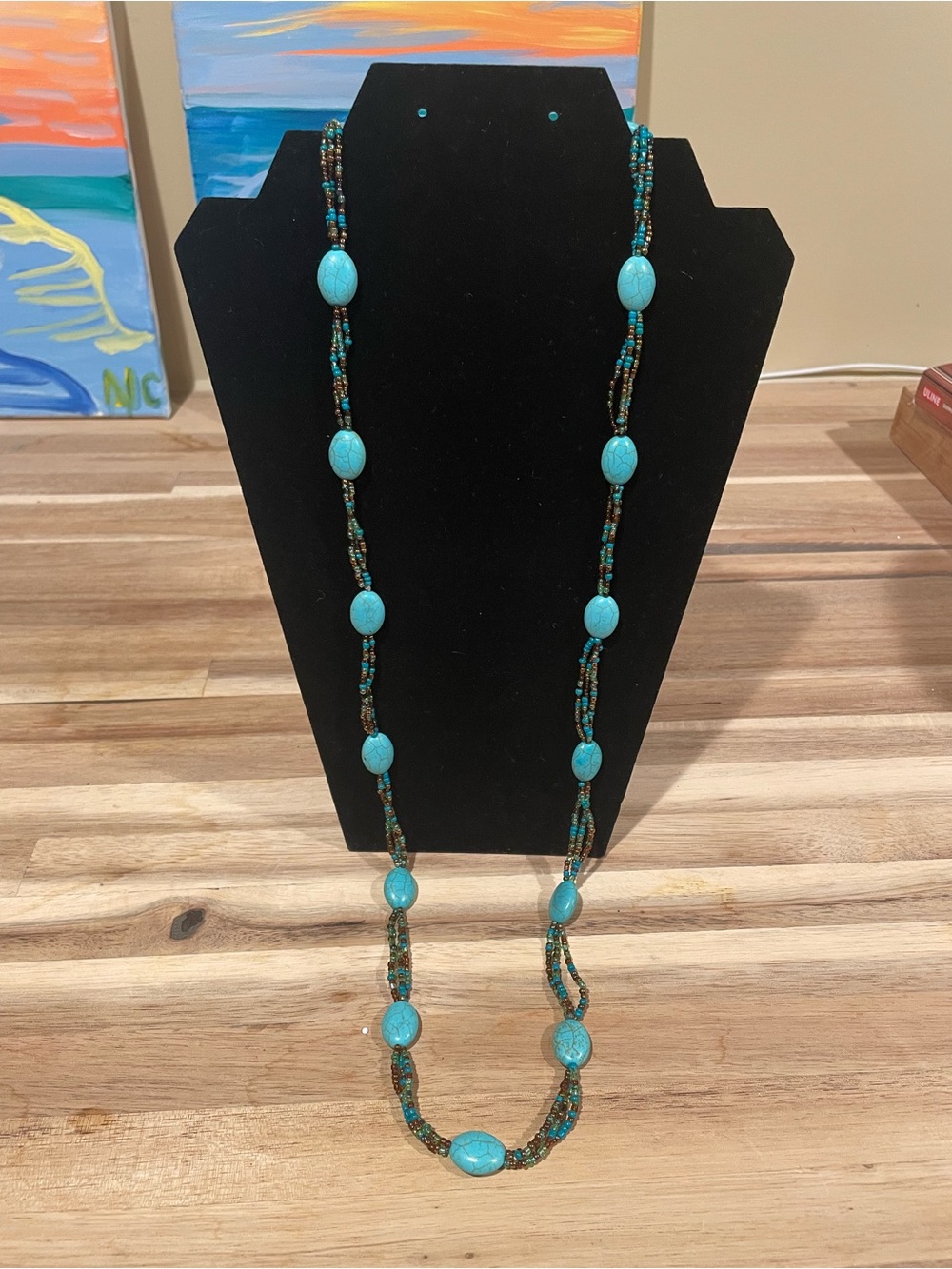 Turquoise Beaded Long Necklace - Women Jewelry